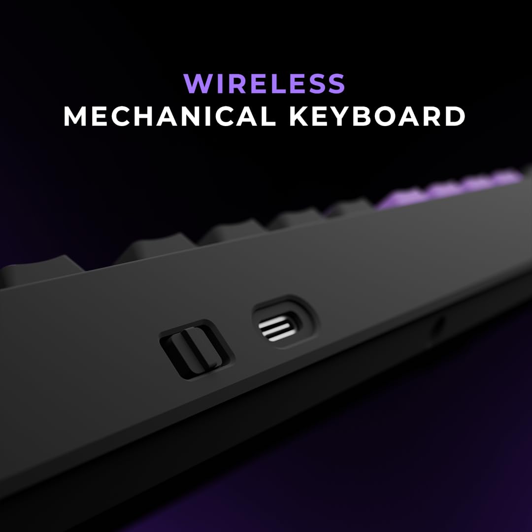 SEALED PACK Kreo Swarm 75% Wireless Mechanical Keyboard with Pre-lubed Switches, 5-pin Hot Swap PCB and 5 Layers Sound Absorption (Black Purple, GTMX Sense Switches)