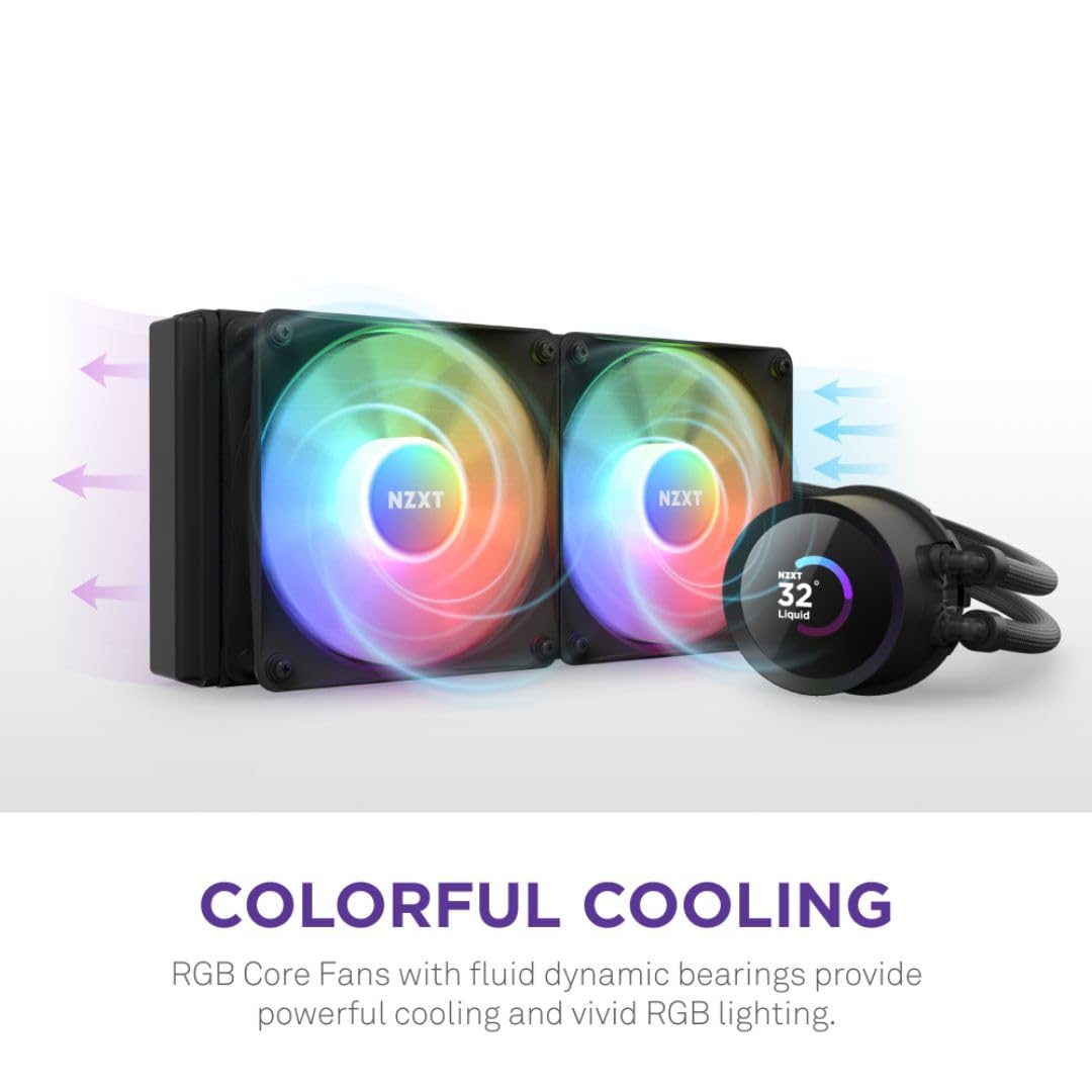 OPEN BOX NZXT Kraken 280 RGB 280mm CPU Liquid Cooler/AIO with with LCD Display and RGB Fans - Black, Support Intel Socket : LGA 1700, 1200/115X | AMD Socket : AM4, AM5