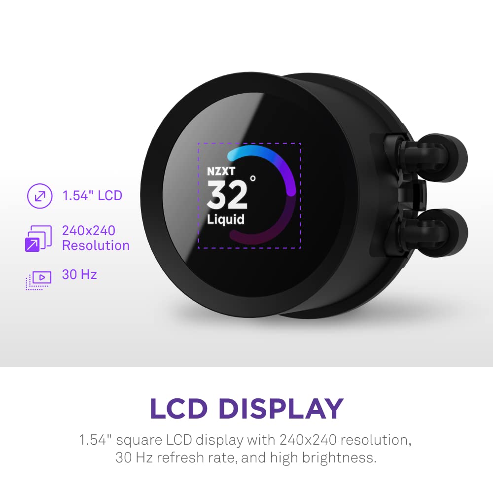 OPEN BOX NZXT Kraken 240 RGB 240mm CPU Liquid Cooler/AIO with with LCD Display and RGB Fans - Black, Support Intel Socket : LGA 1700, 1200/115X | AMD Socket : AM4, AM5