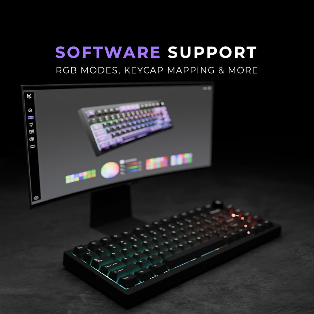 SEALED PACK Kreo Swarm 75% Wireless Mechanical Keyboard with Pre-lubed Switches, 5-pin Hot Swap PCB and 5 Layers Sound Absorption (Black Purple, GTMX Sense Switches)
