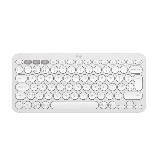 OPEN BOX Logitech Pebble Keys 2 K380s, Multi-Device Bluetooth Wireless Keyboard with Customisable Shortcuts, Slim and Portable, Easy-Switch for Windows, macOS, iPadOS, Android, Chrome OS - Tonal White