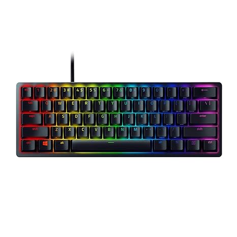 OPEN BOX Razer Huntsman Mini 60% Gaming Keyboard: Fastest Keyboard Switches Ever - Clicky Optical Switches - Chroma Rgb Lighting - Pbt Keycaps - Onboard Memory - Classic Black, Wired