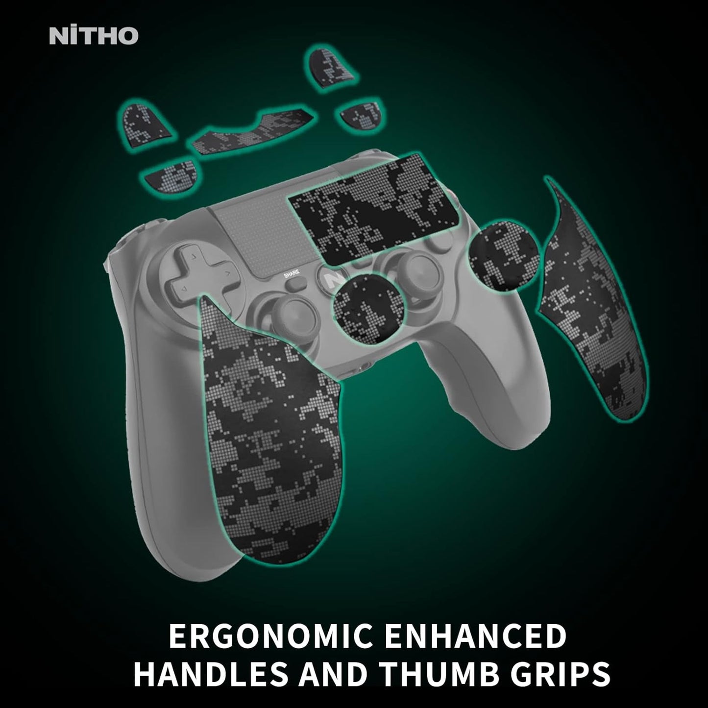 OPEN BOX Nitho ADONIS Wireless Controller for PS4, PC, iOS & Android, PS5 (with PS4 Games Only), Gamepad Joystick with Dual Vibration | 6-Axis Motion Sensor | Touchpad | Built-in Speaker | 3.5 mm Jack - Camo