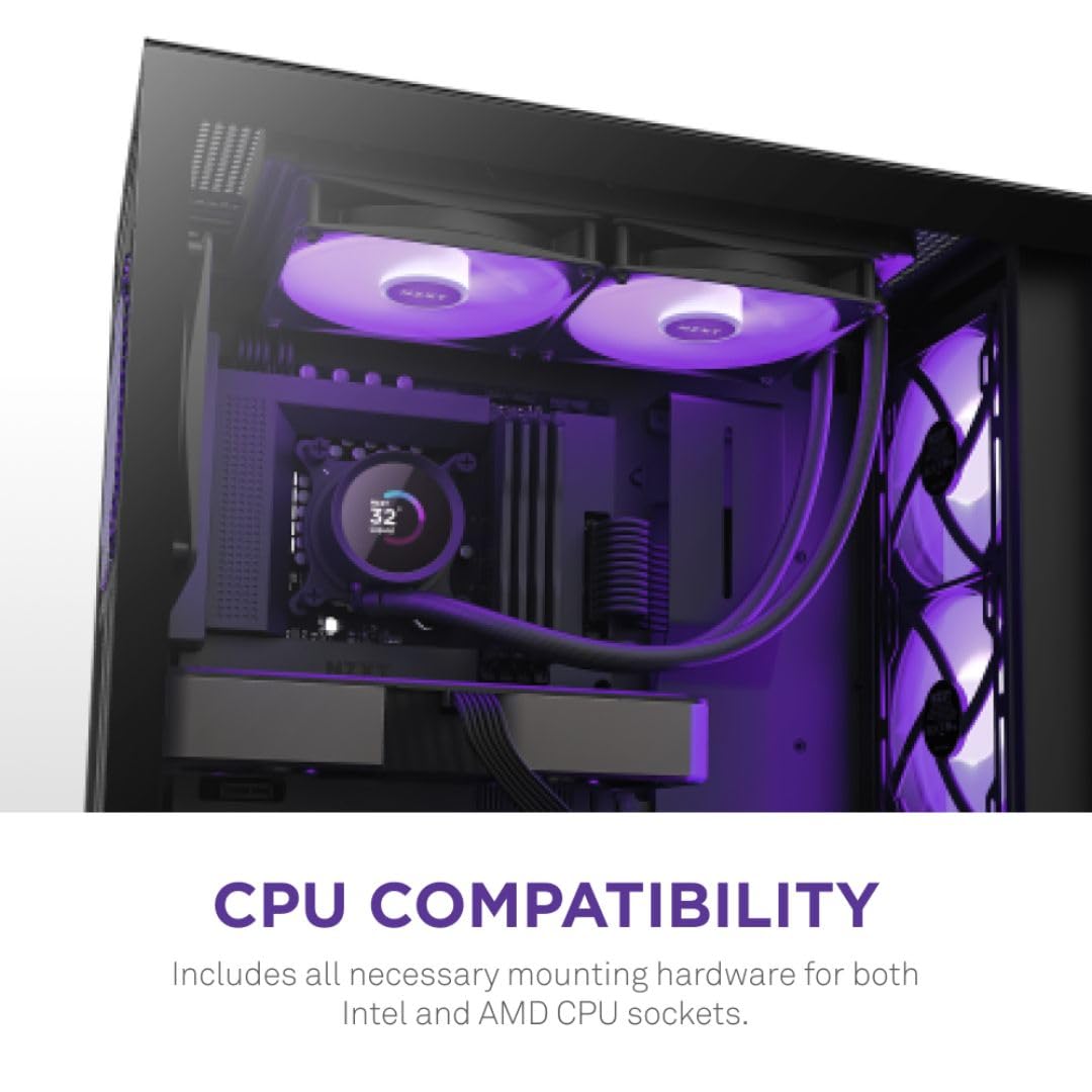 OPEN BOX NZXT Kraken 280 RGB 280mm CPU Liquid Cooler/AIO with with LCD Display and RGB Fans - Black, Support Intel Socket : LGA 1700, 1200/115X | AMD Socket : AM4, AM5