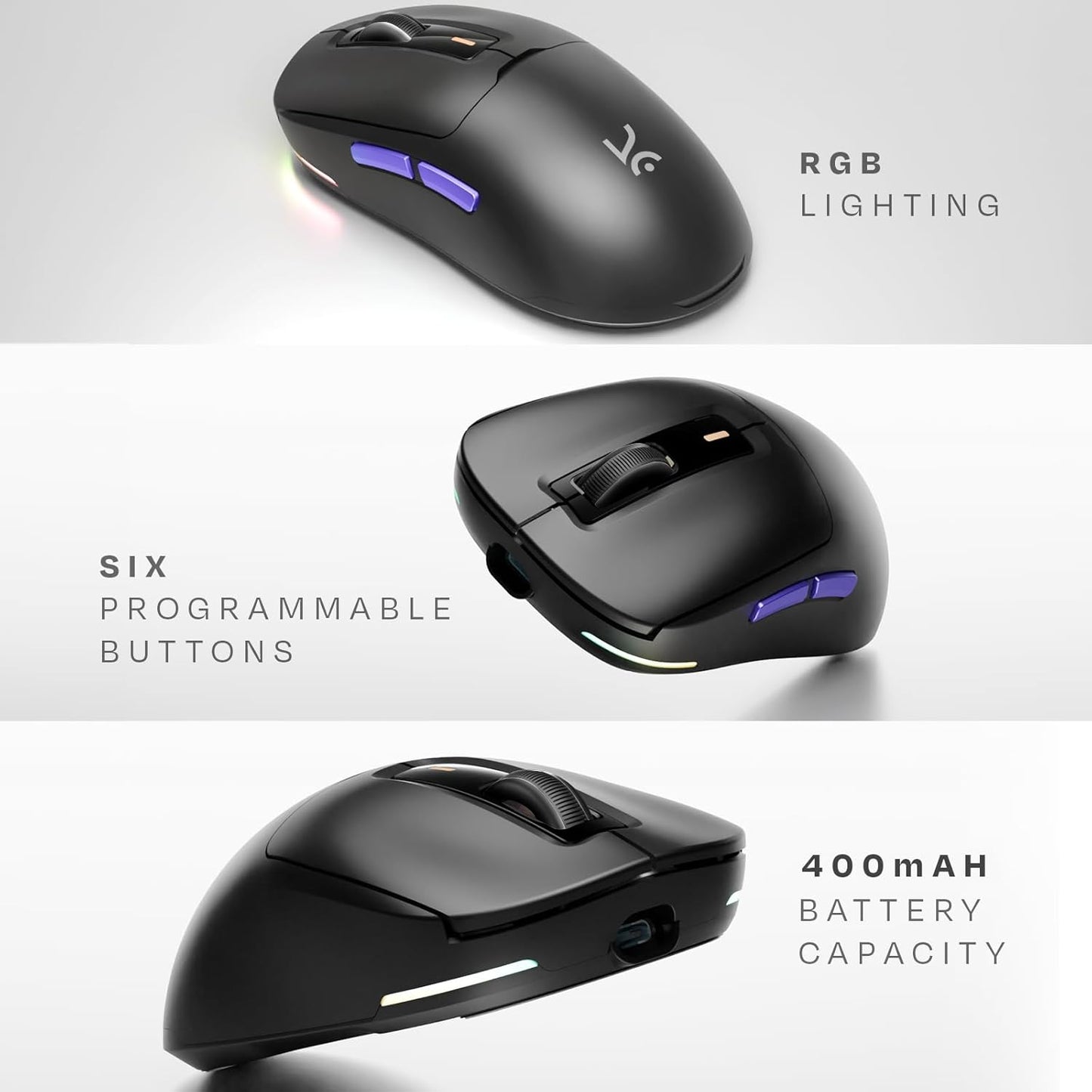 OPEN BOX Kreo Pegasus 58 GMS Ultra Lightweight Wireless Gaming Mouse, Top PixArt Sensor, 6 Programmable Buttons, Bluetooth, 2.4GHz Connectivity Gaming Mouse, DPI Upto 26000
