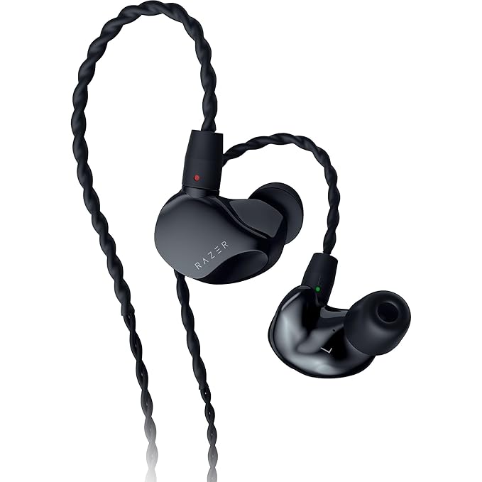 BRAND NEW Razer Moray in-Ear Monitor for Streaming: Hybrid Dual Driver Acoustic Design - Ergonomic Low Profile Shape - Passive Noice Isolation - Braided Over-Ear Wires - Custom Ear Tips & Carrying Case - Black