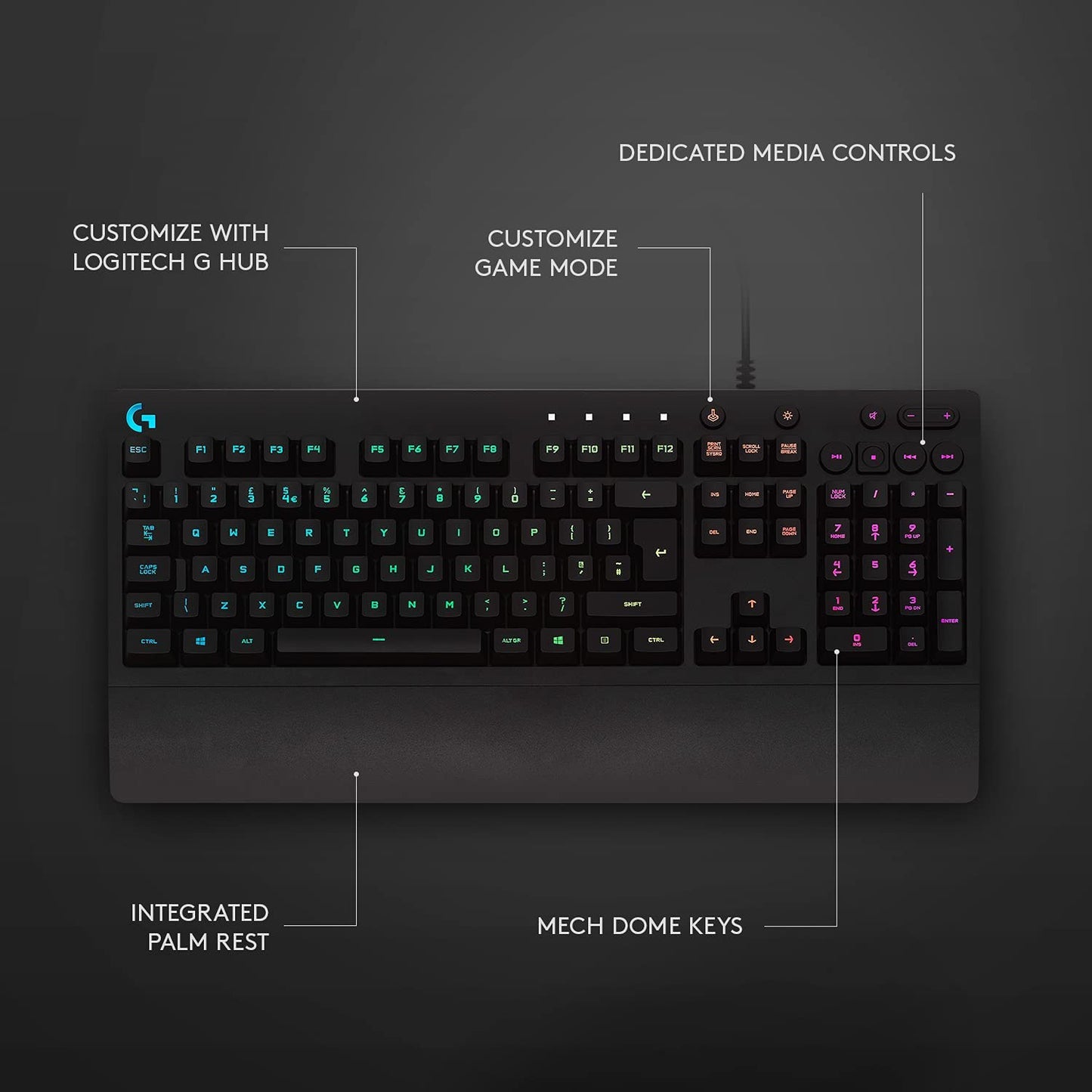 OPEN BOX Logitech G G213 Prodigy USB Gaming Keyboard with LIGHTSYNC RGB Backlit Keys, Spill-Resistant, Customizable Keys, Dedicated Multi-Media Keys (Black)