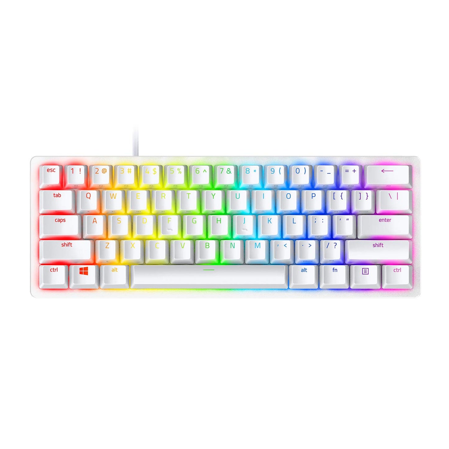 OPEN BOX Razer Huntsman Mini (with cable) - Mercury Edition - 60% Optical Gaming Keyboard (Linear Purple Switch)