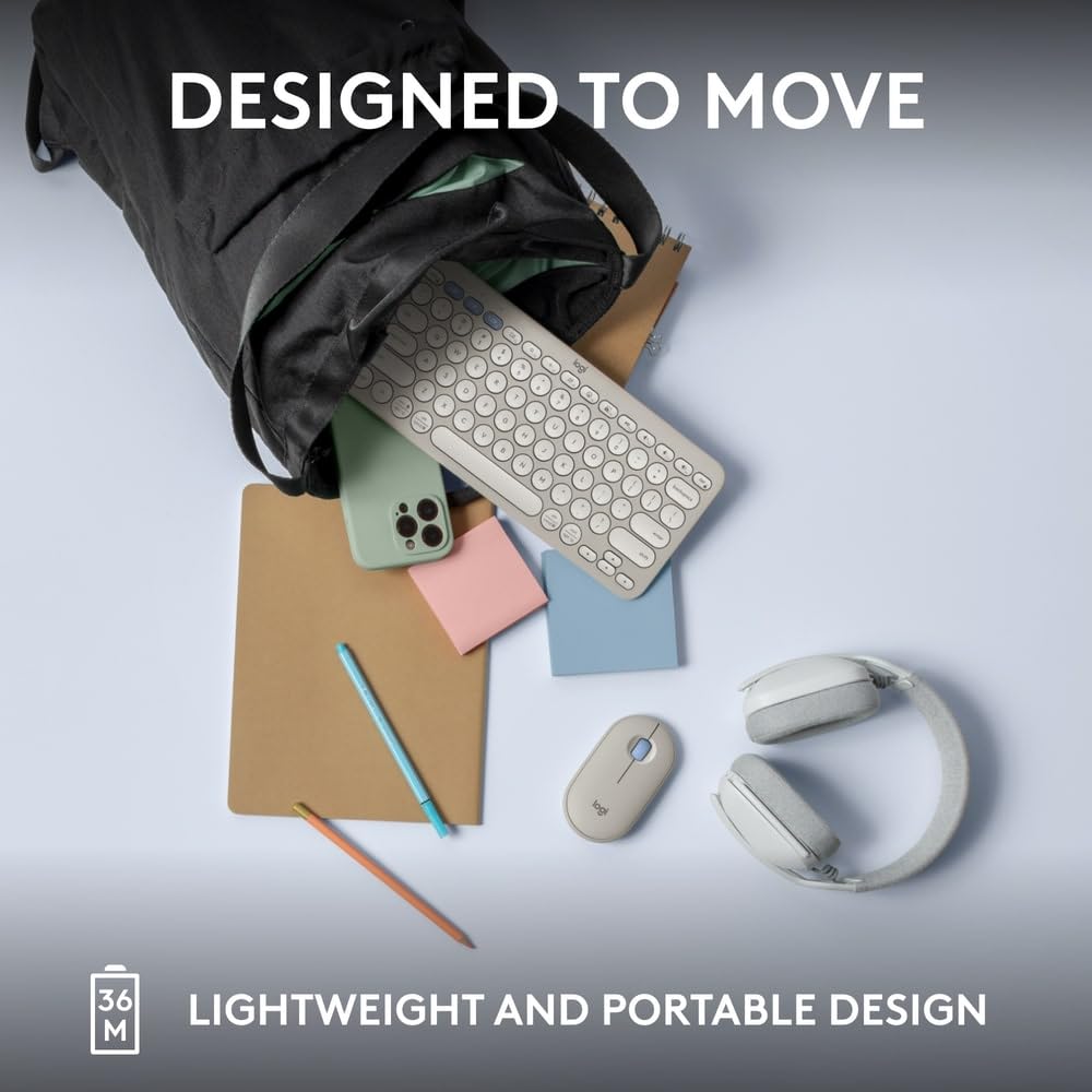 OPEN BOX Logitech Pebble Keys 2 K380s, Multi-Device Bluetooth Wireless Keyboard with Customisable Shortcuts, Slim and Portable, Easy-Switch for Windows, macOS, iPadOS, Android, Chrome OS - Tonal White