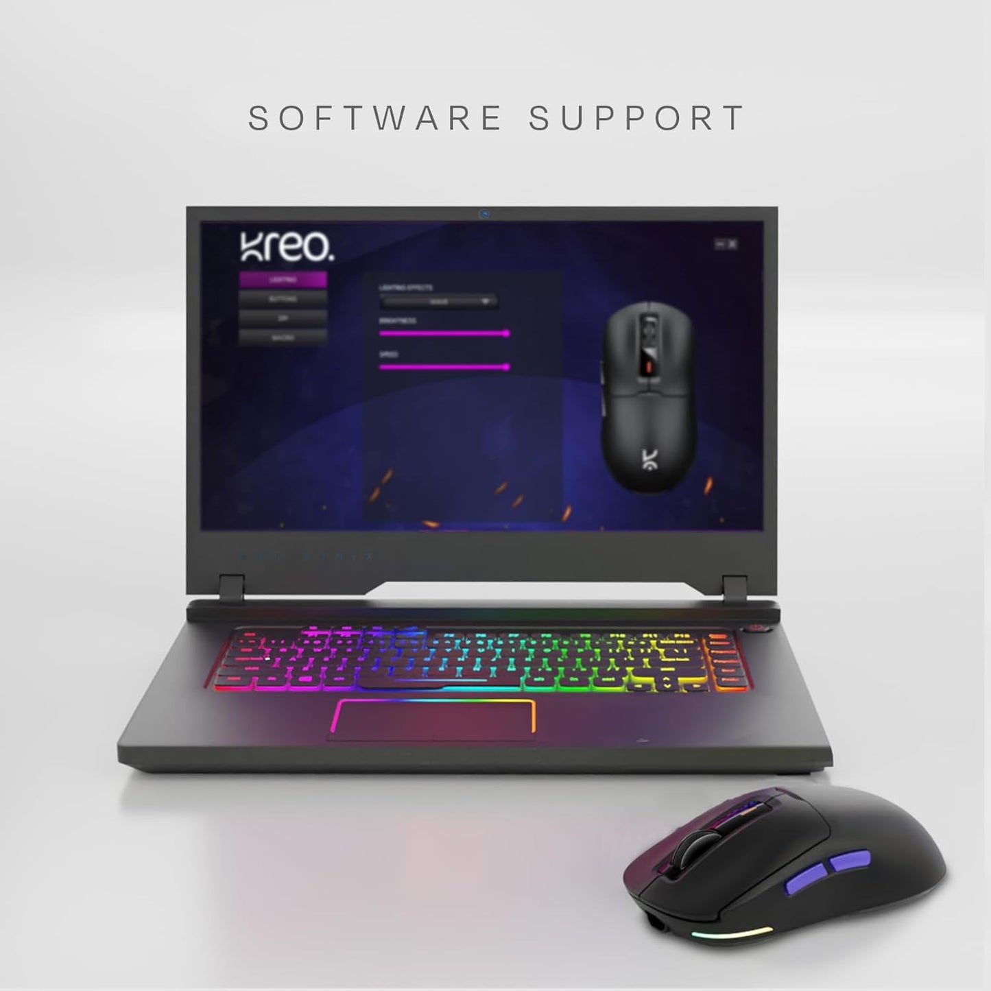 OPEN BOX Kreo Pegasus 58 GMS Ultra Lightweight Wireless Gaming Mouse, Top PixArt Sensor, 6 Programmable Buttons, Bluetooth, 2.4GHz Connectivity Gaming Mouse, DPI Upto 26000