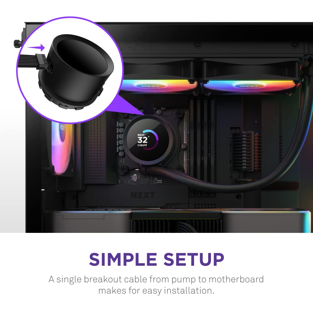 OPEN BOX NZXT Kraken 240 RGB 240mm CPU Liquid Cooler/AIO with with LCD Display and RGB Fans - Black, Support Intel Socket : LGA 1700, 1200/115X | AMD Socket : AM4, AM5