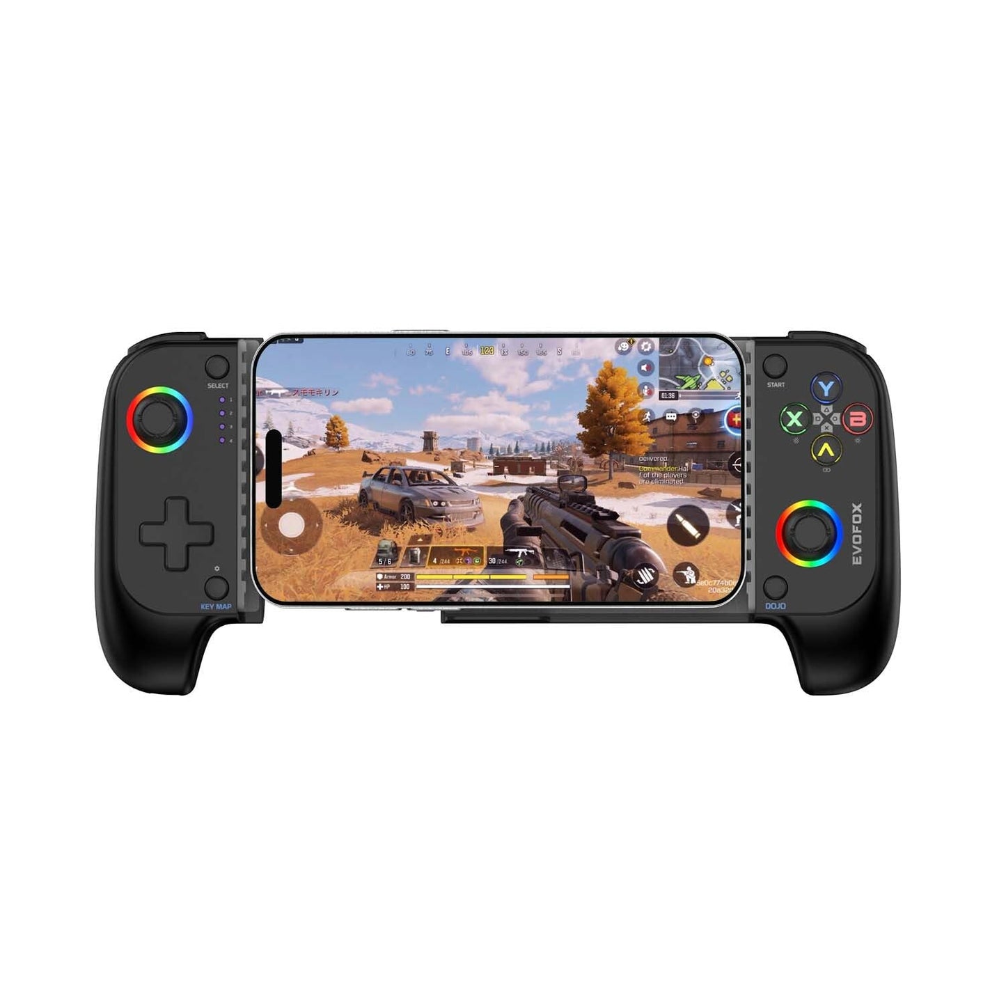 OPEN BOX EvoFox Deck Smartphone Gamepad with iPhone/Android, XBOX, HID & Keymap mode for Android | Bluetooth v5.0 | Dual Vibration motors | Magnetic Hall 3D Joysticks | RGB Lighting and Backlit Controls