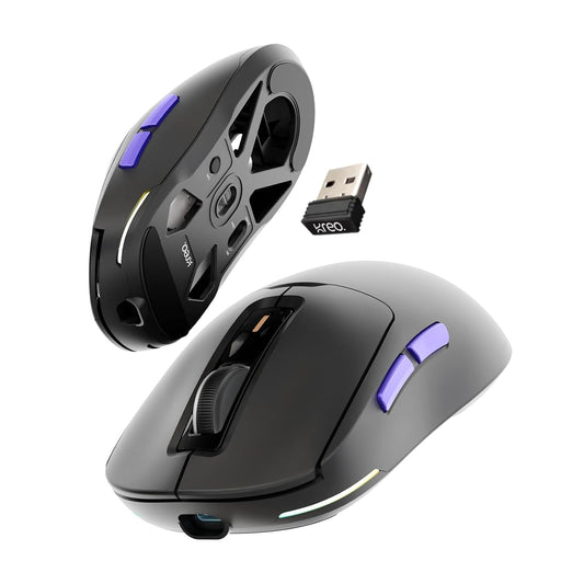 OPEN BOX Kreo Pegasus 58 GMS Ultra Lightweight Wireless Gaming Mouse, Top PixArt Sensor, 6 Programmable Buttons, Bluetooth, 2.4GHz Connectivity Gaming Mouse, DPI Upto 26000
