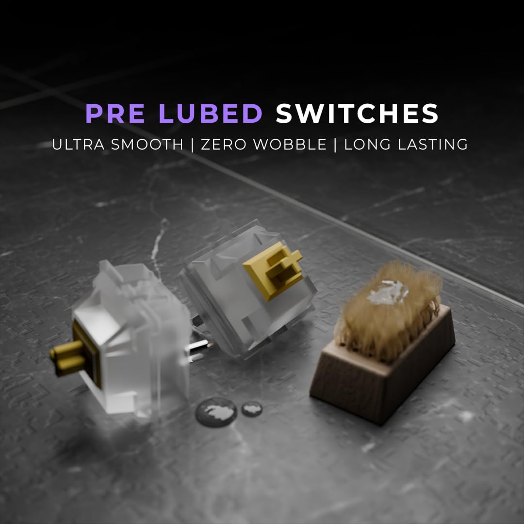 SEALED PACK Kreo Swarm 75% Wireless Mechanical Keyboard with Pre-lubed Switches, 5-pin Hot Swap PCB and 5 Layers Sound Absorption (Black Purple, GTMX Sense Switches)
