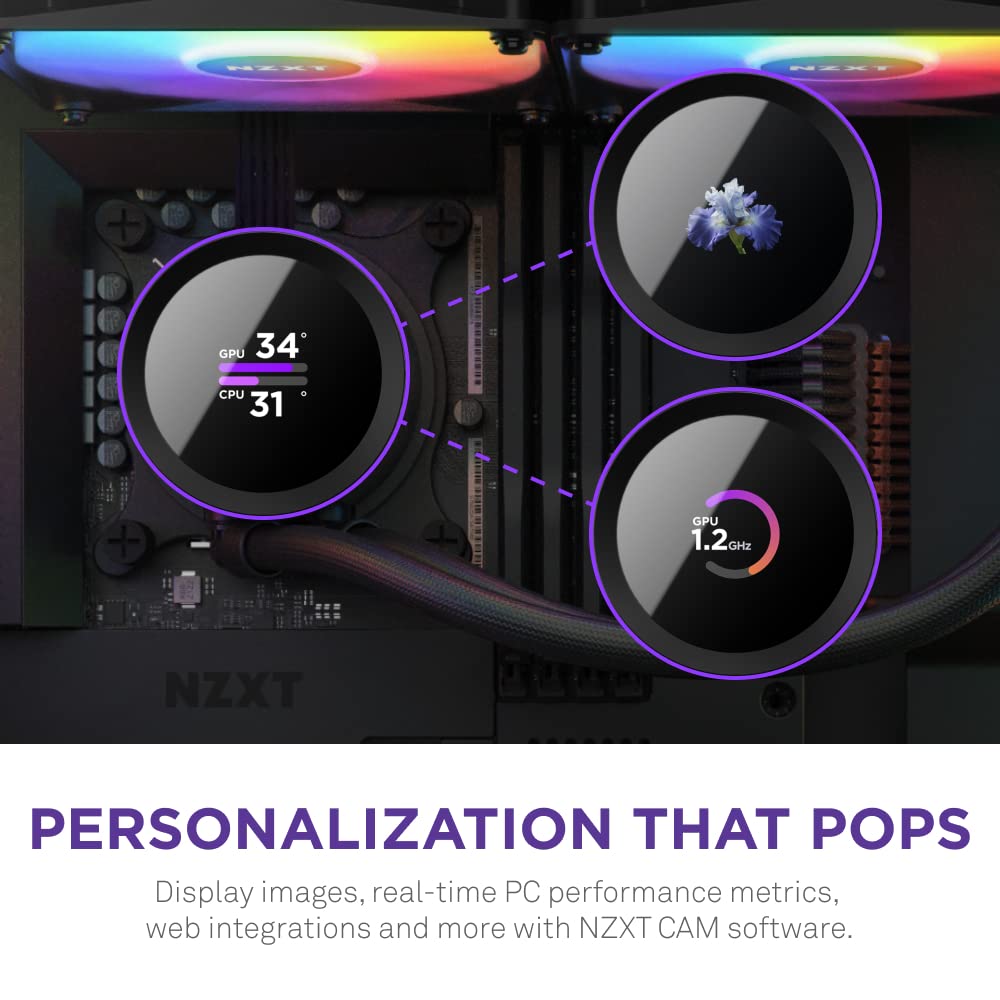 OPEN BOX NZXT Kraken 240 RGB 240mm CPU Liquid Cooler/AIO with with LCD Display and RGB Fans - Black, Support Intel Socket : LGA 1700, 1200/115X | AMD Socket : AM4, AM5