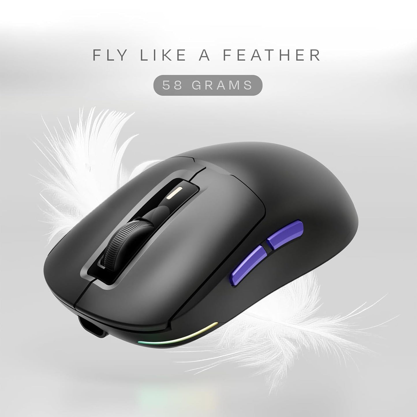 OPEN BOX Kreo Pegasus 58 GMS Ultra Lightweight Wireless Gaming Mouse, Top PixArt Sensor, 6 Programmable Buttons, Bluetooth, 2.4GHz Connectivity Gaming Mouse, DPI Upto 26000