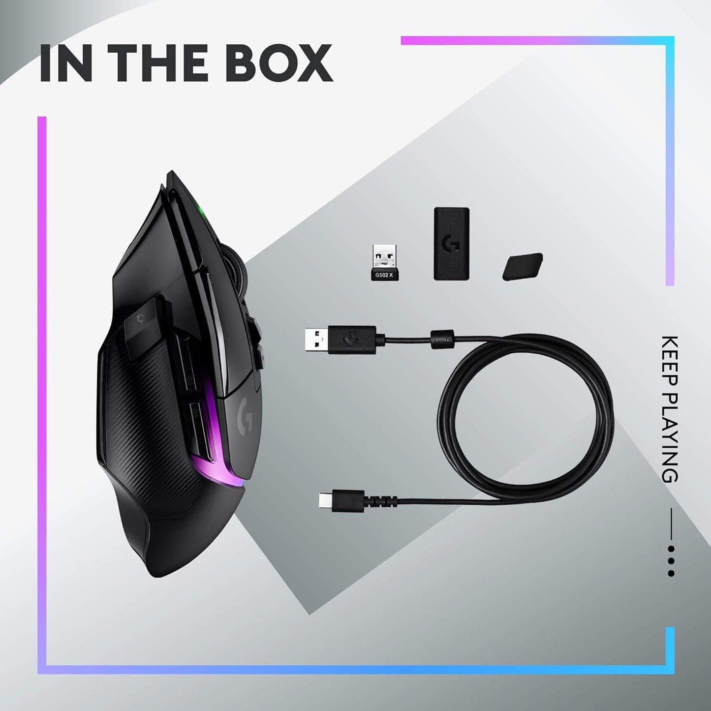 OPEN BOX Logitech G502 X Lightspeed Plus Wireless RGB Gaming Mouse - Optical Mouse with LIGHTFORCE Hybrid switches, LIGHTSYNC RGB, Hero 25K Gaming Sensor, Compatible with PC/macOS/Windows - Black