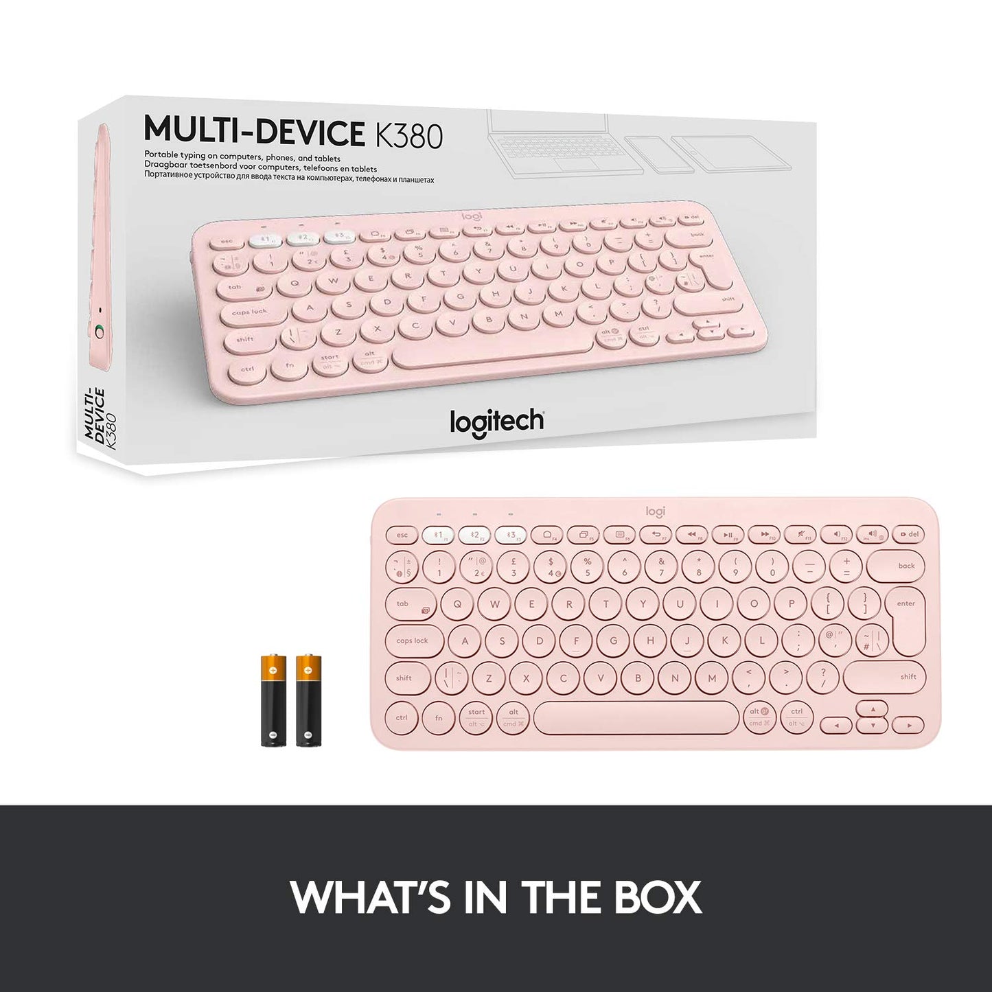 OPEN BOX Logitech K380 Wireless Multi-Device Bluetooth Keyboard for Windows, Apple Ios, Apple Tv, Android Or Chrome, for Pc/Mac/Laptop/Smartphone/Tablet