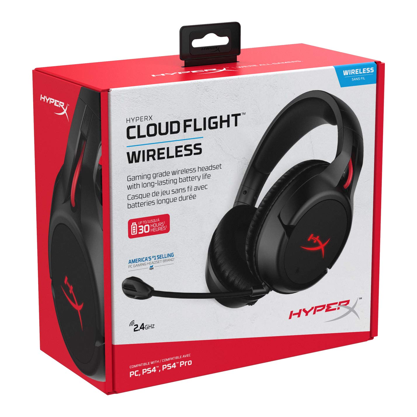 SEALED PACK HyperX Cloud Flight-Wireless Gaming Headset for Pc/Ps4,Up to 30-Hour Battery,Memory Foam Ear Cushions&Premium Leatherette,Noise-Cancelling Microphone with Led Mic Mute