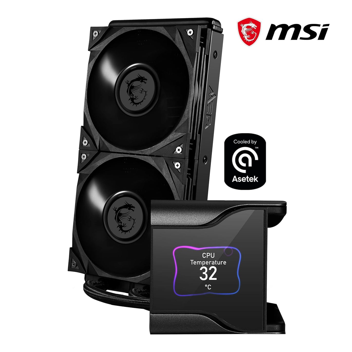 SEALED PACK MSI MEG CORELIQUID S280 Premium Liquid Cooler | AIO CPU Liquid Cooler | 280 Radiator | 2.4" IPS Display | 2 x 140mm Fans, Silent Fan | Asetek 7th Gen | Water Block Fan | LGA 1700 Compatibility