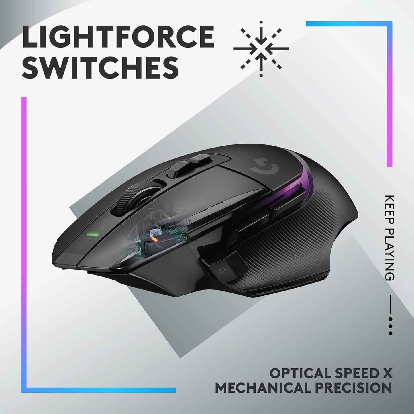 OPEN BOX Logitech G502 X Lightspeed Plus Wireless RGB Gaming Mouse - Optical Mouse with LIGHTFORCE Hybrid switches, LIGHTSYNC RGB, Hero 25K Gaming Sensor, Compatible with PC/macOS/Windows - Black