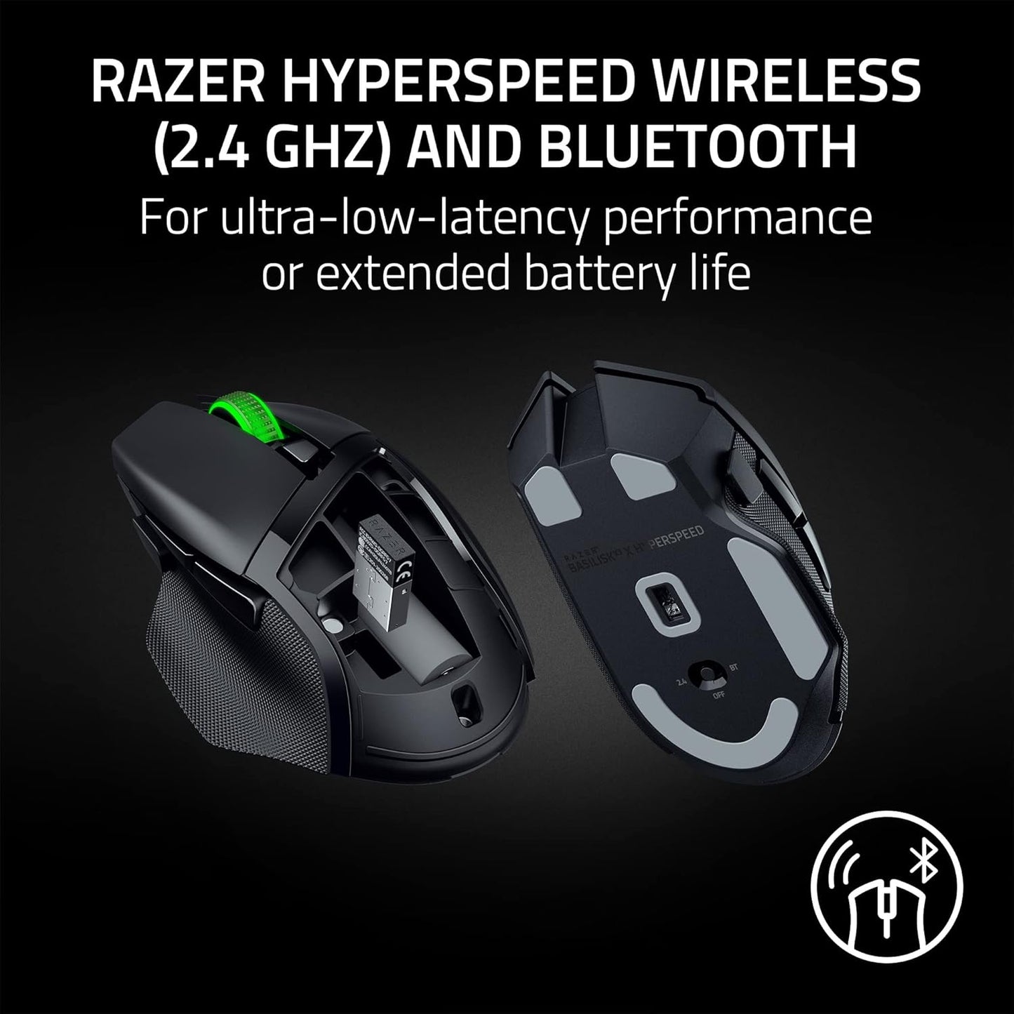 OPEN BOX Razer Basilisk V3 X HyperSpeed Wireless Gaming Mouse: Bluetooth & HyperSpeed Wireless Compatible | 7 Programmable Buttons | 18000 DPI Optical Sensor