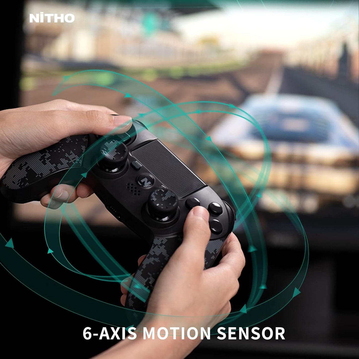 OPEN BOX Nitho ADONIS Wireless Controller for PS4, PC, iOS & Android, PS5 (with PS4 Games Only), Gamepad Joystick with Dual Vibration | 6-Axis Motion Sensor | Touchpad | Built-in Speaker | 3.5 mm Jack - Camo