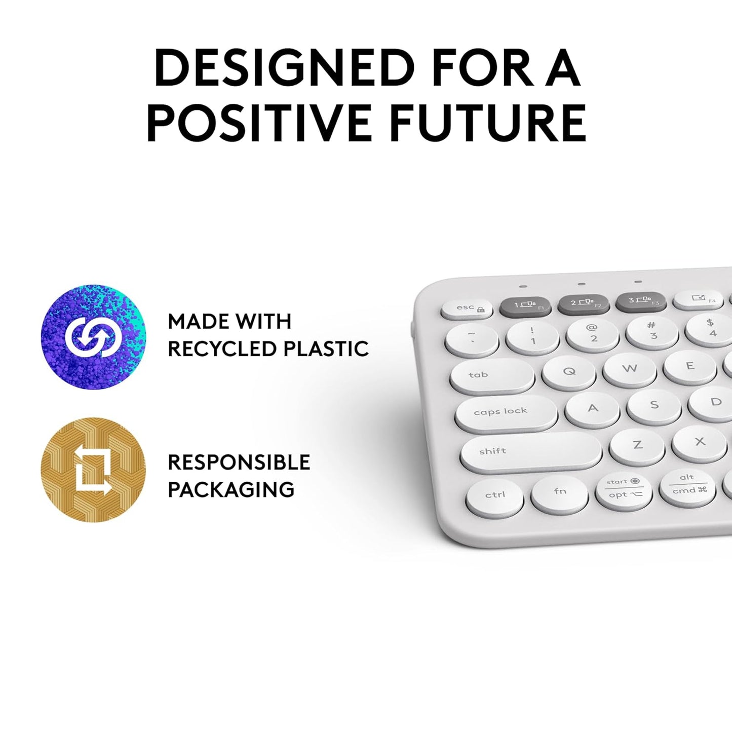 OPEN BOX Logitech Pebble Keys 2 K380s, Multi-Device Bluetooth Wireless Keyboard with Customisable Shortcuts, Slim and Portable, Easy-Switch for Windows, macOS, iPadOS, Android, Chrome OS - Tonal White