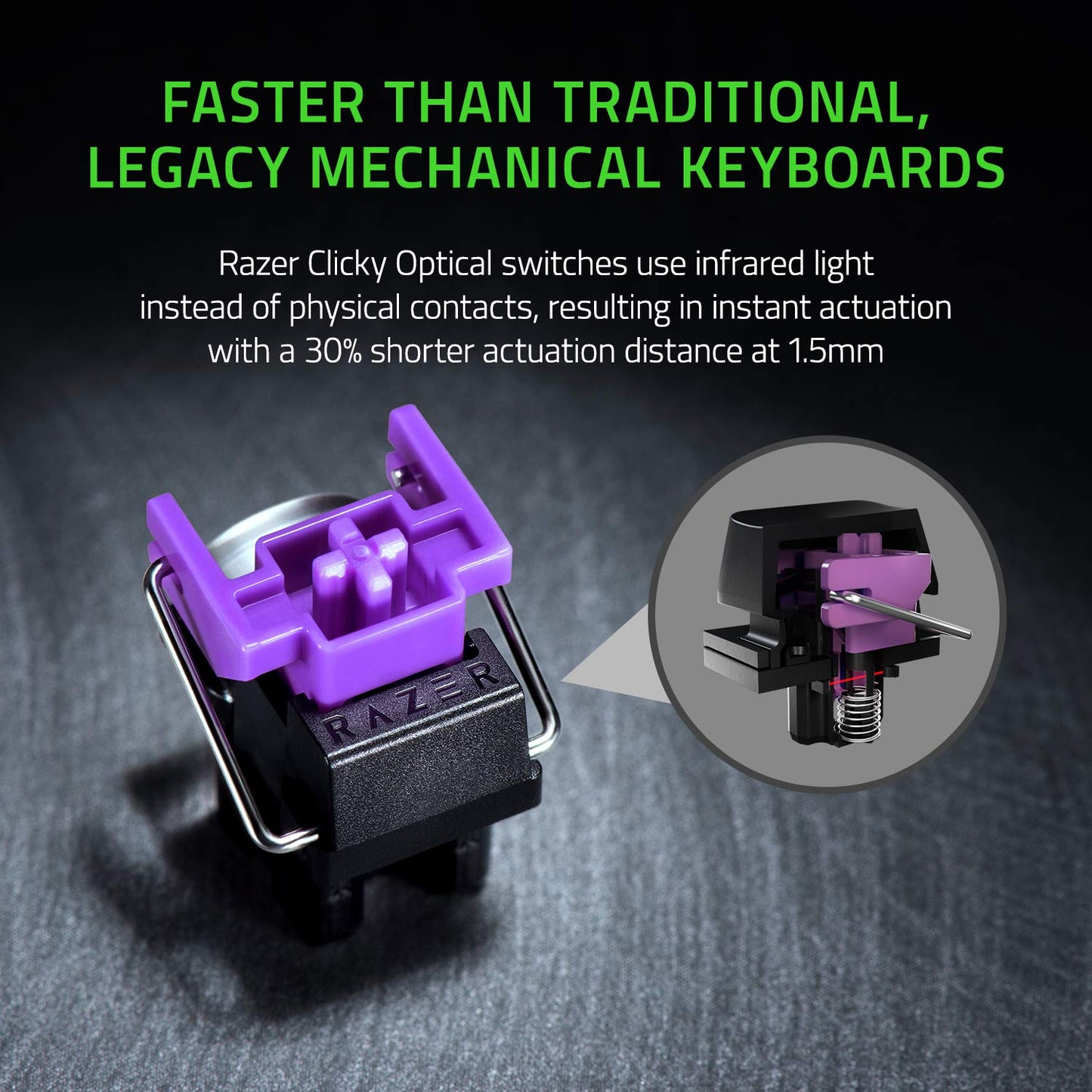 OPEN BOX Razer Huntsman Mini (with cable) - Mercury Edition - 60% Optical Gaming Keyboard (Linear Purple Switch)