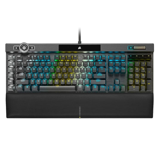 OPEN BOX Corsair K100 RGB Optical-Mechanical USB Gaming Keyboard with OPX RGB Optical-Mechanical Key Switches and AXON Hyper Processing Technology for 4X Faster and 44-Zone RGB Light Edge (Black)