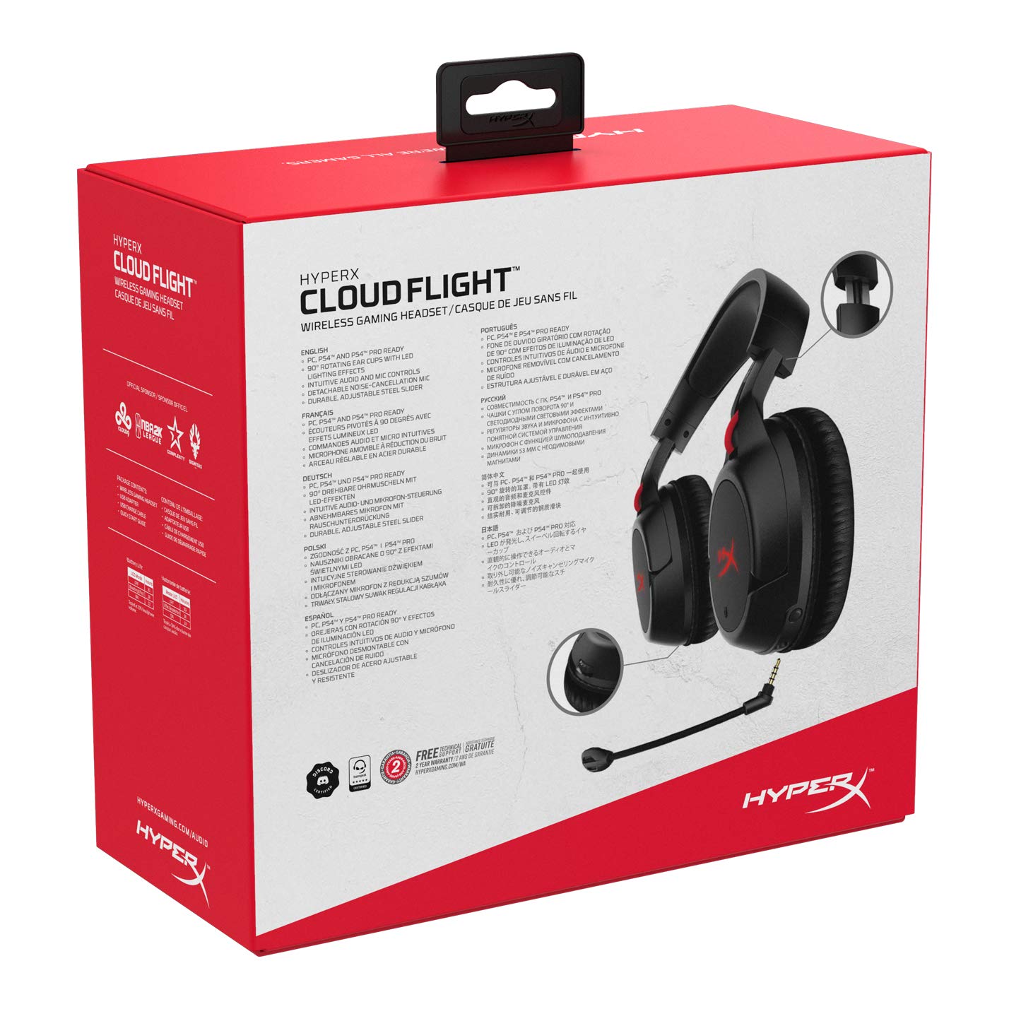 SEALED PACK HyperX Cloud Flight-Wireless Gaming Headset for Pc/Ps4,Up to 30-Hour Battery,Memory Foam Ear Cushions&Premium Leatherette,Noise-Cancelling Microphone with Led Mic Mute