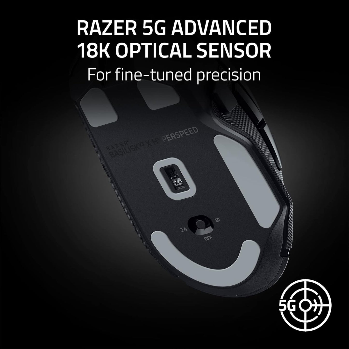 OPEN BOX Razer Basilisk V3 X HyperSpeed Wireless Gaming Mouse: Bluetooth & HyperSpeed Wireless Compatible | 7 Programmable Buttons | 18000 DPI Optical Sensor
