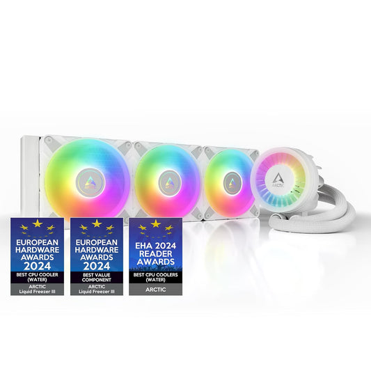 OPEN BOX ARCTIC Liquid Freezer III 360 A-RGB - CPU AIO Water Cooler, Water Cooling PC, Intel & AMD, Efficient PWM-Controlled Pump, Fan: 200–2000 RPM, LGA1851 and LGA1700 Contact Frame - WHITE