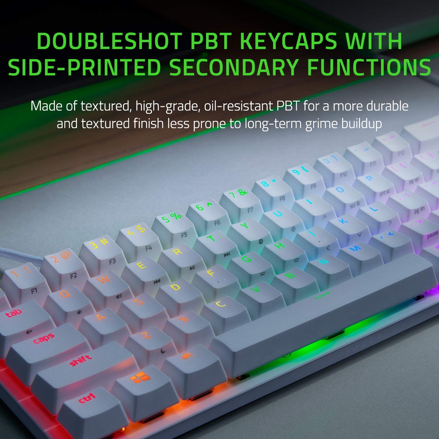 OPEN BOX Razer Huntsman Mini (with cable) - Mercury Edition - 60% Optical Gaming Keyboard (Linear Purple Switch)