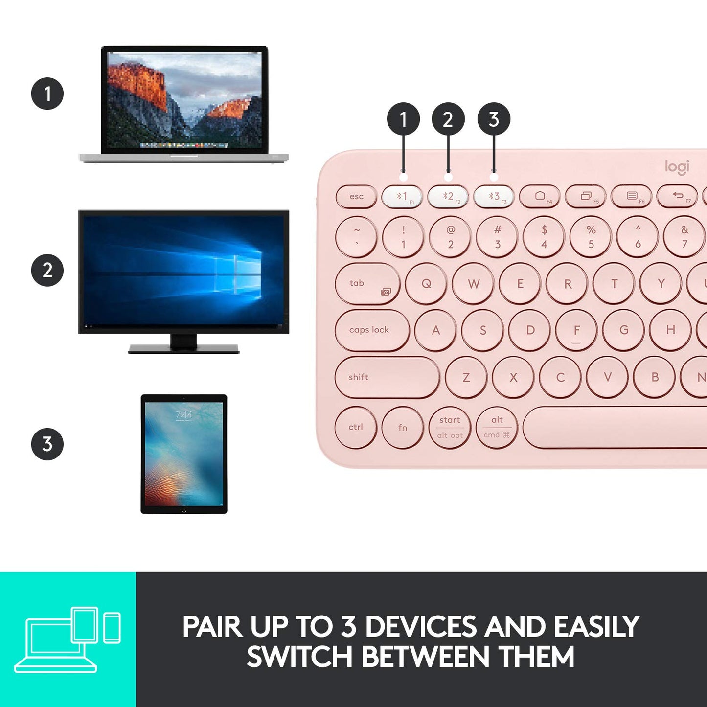OPEN BOX Logitech K380 Wireless Multi-Device Bluetooth Keyboard for Windows, Apple Ios, Apple Tv, Android Or Chrome, for Pc/Mac/Laptop/Smartphone/Tablet