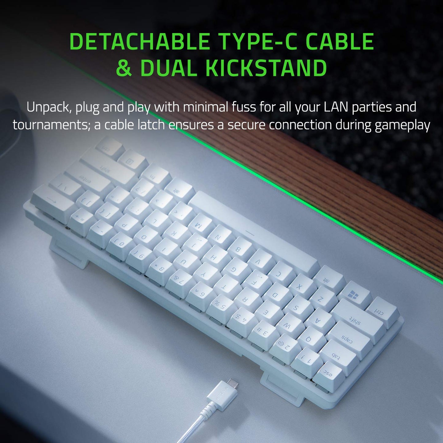 OPEN BOX Razer Huntsman Mini (with cable) - Mercury Edition - 60% Optical Gaming Keyboard (Linear Purple Switch)