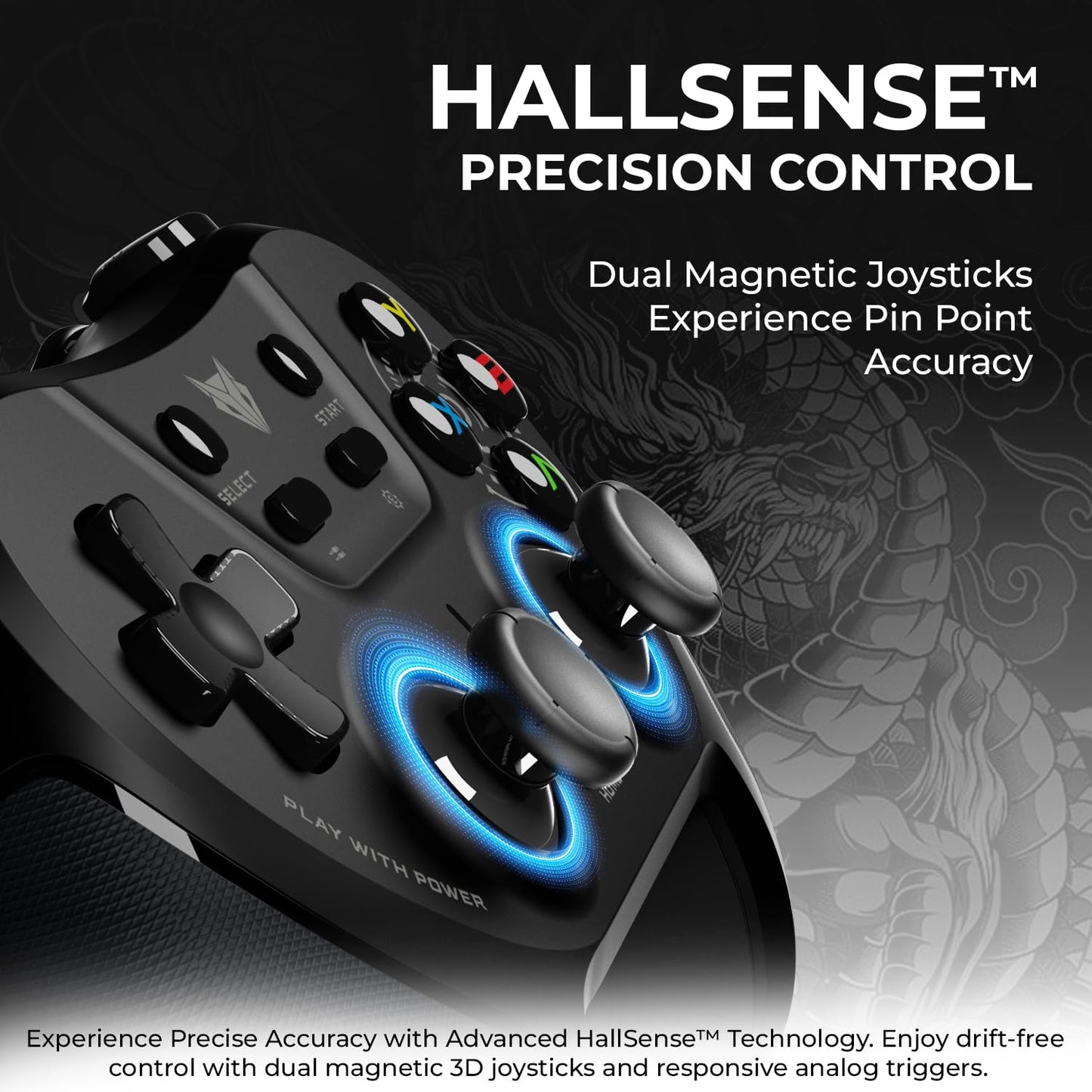 OPEN BOX EvoFox One S Universal 3-Mode Wireless Gaming Controler – HallSense™ Precision Joysticks, Bluetooth 5.0, 2.4GHz & Wired Connectivity, Macro & Precision Buttons, Fast Type-C Charging & Dual Vibration