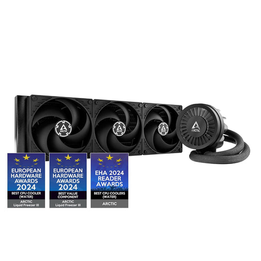 SEALED PACK ARCTIC Liquid Freezer III 360 - Water Cooling PC, All-in-One CPU AIO Water Cooler, Intel & AMD Compatible, efficient PWM-Controlled Pump, Fan: 200-1800 RPM, LGA1851 and LGA1700 Contact Frame - Black