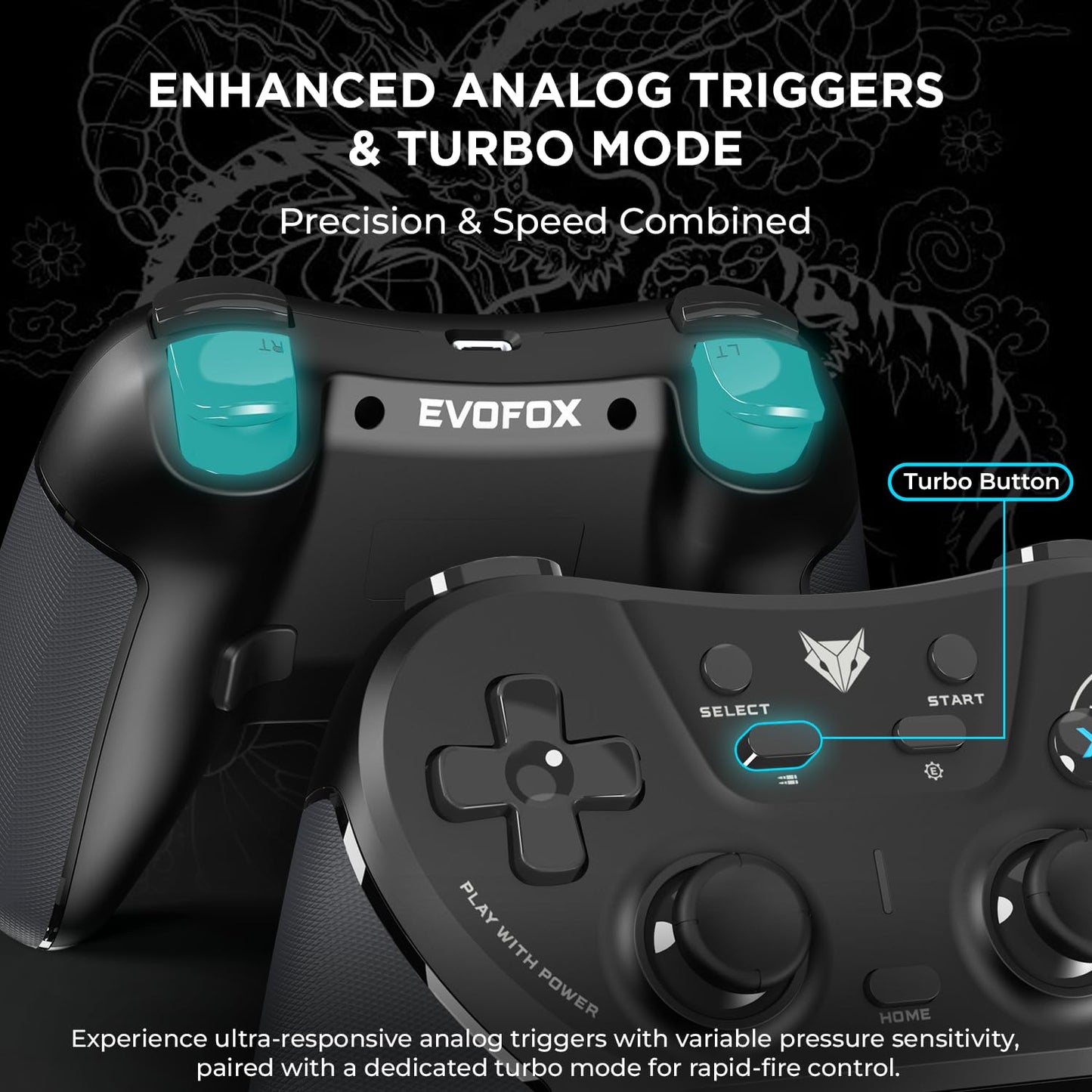 OPEN BOX EvoFox One S Universal 3-Mode Wireless Gaming Controler – HallSense™ Precision Joysticks, Bluetooth 5.0, 2.4GHz & Wired Connectivity, Macro & Precision Buttons, Fast Type-C Charging & Dual Vibration