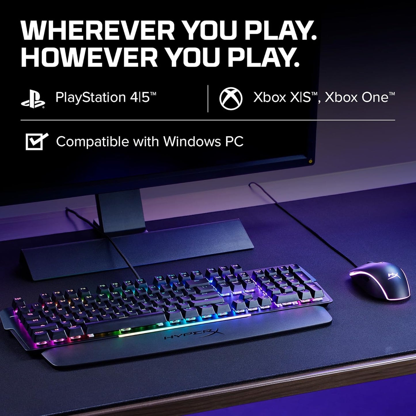 OPEN BOX HyperX Alloy Mkw100 Mechanical Gaming Keyboard, Dynamic RGB Lighting, Onboard Memory to Save Lighting Profiles, Dust-Proof Mechanical Switches