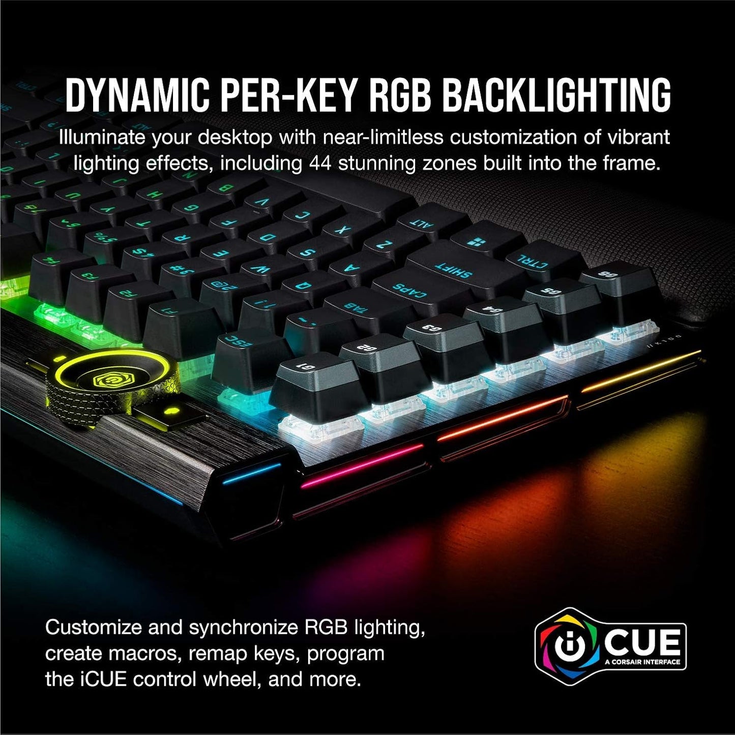 OPEN BOX Corsair K100 RGB Optical-Mechanical USB Gaming Keyboard with OPX RGB Optical-Mechanical Key Switches and AXON Hyper Processing Technology for 4X Faster and 44-Zone RGB Light Edge (Black)