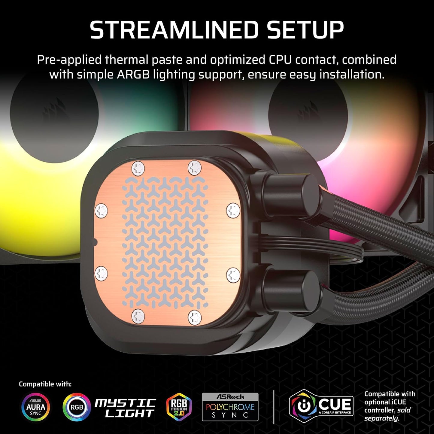 SEALED PACK Corsair Nautilus ARGB Liquid CPU Cooler 360mm AIO Low-Noise Direct Motherboard Connection Daisy-Chain Intel LGA 1851/1700, AMD AM5/AM4 3X RS120 ARGB Fans Included Black
