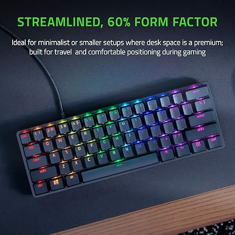OPEN BOX Razer Huntsman Mini 60% Gaming Keyboard: Fastest Keyboard Switches Ever - Clicky Optical Switches - Chroma Rgb Lighting - Pbt Keycaps - Onboard Memory - Classic Black, Wired