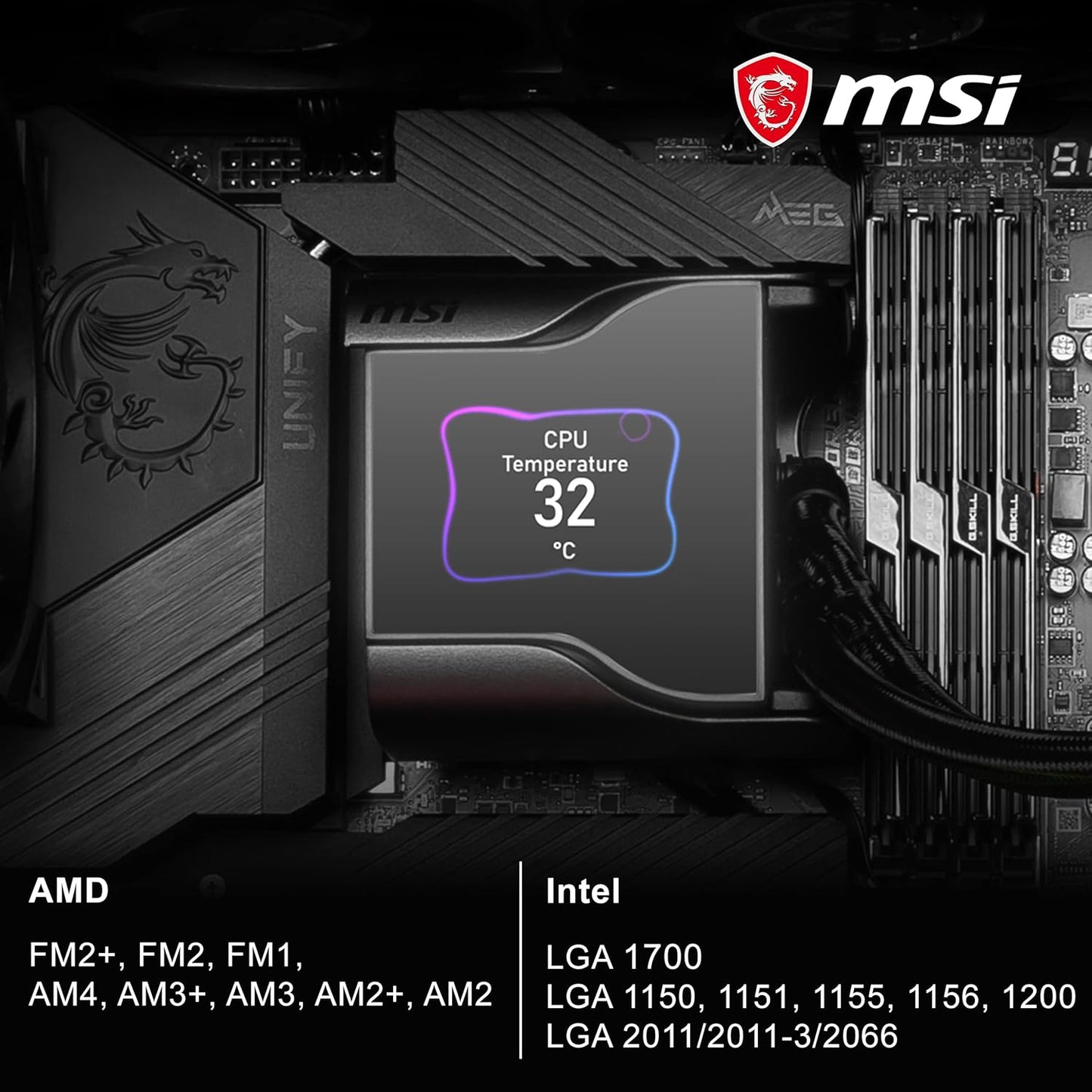SEALED PACK MSI MEG CORELIQUID S280 Premium Liquid Cooler | AIO CPU Liquid Cooler | 280 Radiator | 2.4" IPS Display | 2 x 140mm Fans, Silent Fan | Asetek 7th Gen | Water Block Fan | LGA 1700 Compatibility