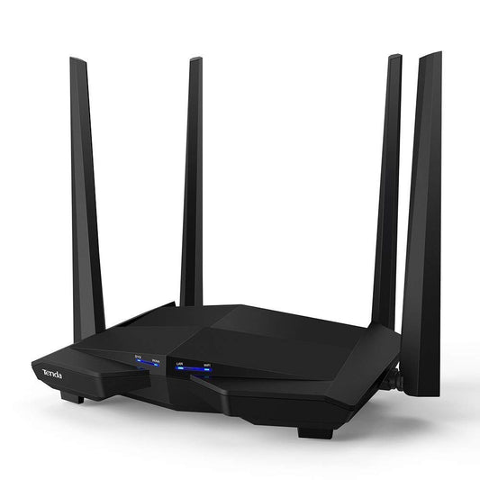OPEN BOX Tenda AC10 AC1200 Wireless Smart Dual-Band Gigabit WiFi Router, MU-MIMO, 4 Gigabit Ports, 867Mbps/5 GHz+ 300Mbps /2.4GHz, Support VPN Server, WiFi Schedule, (Black, Not a Modem)