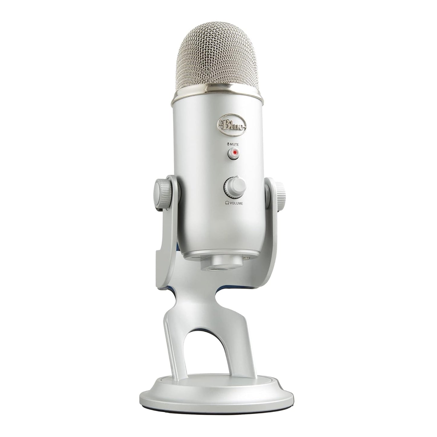SEALED PACK Logitech Blue Yeti USB Microphone for Recording, Streaming, Gaming, Podcasting on PC and Mac, Condenser Mic for Laptop or Computer with Blue VO!CE Effects, Adjustable Stand, Plug and Play - Silver