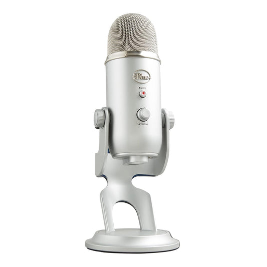 SEALED PACK Logitech Blue Yeti USB Microphone for Recording, Streaming, Gaming, Podcasting on PC and Mac, Condenser Mic for Laptop or Computer with Blue VO!CE Effects, Adjustable Stand, Plug and Play - Silver