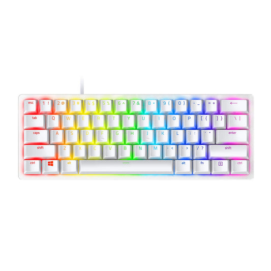 OPEN BOX Razer Huntsman Mini (with cable) - Mercury Edition - 60% Optical Gaming Keyboard (Linear Purple Switch)