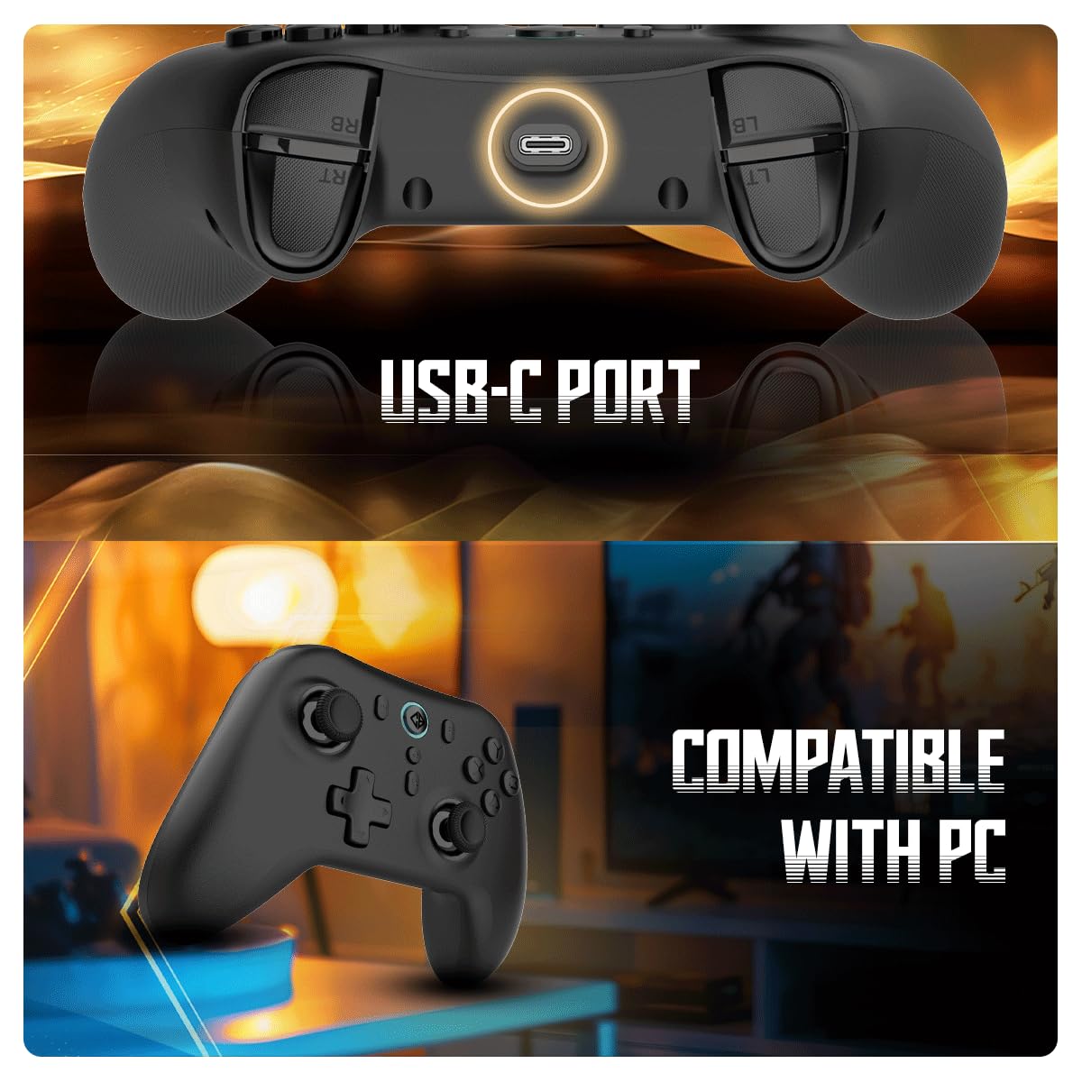 OPEN BOX Cosmic Byte Blitz Wireless + Wired Controller for PC, Hall Effect Joystick & Triggers, 1000Hz Polling Rate, Adjustable Vibration, Turbo & Auto Turbo (Black)