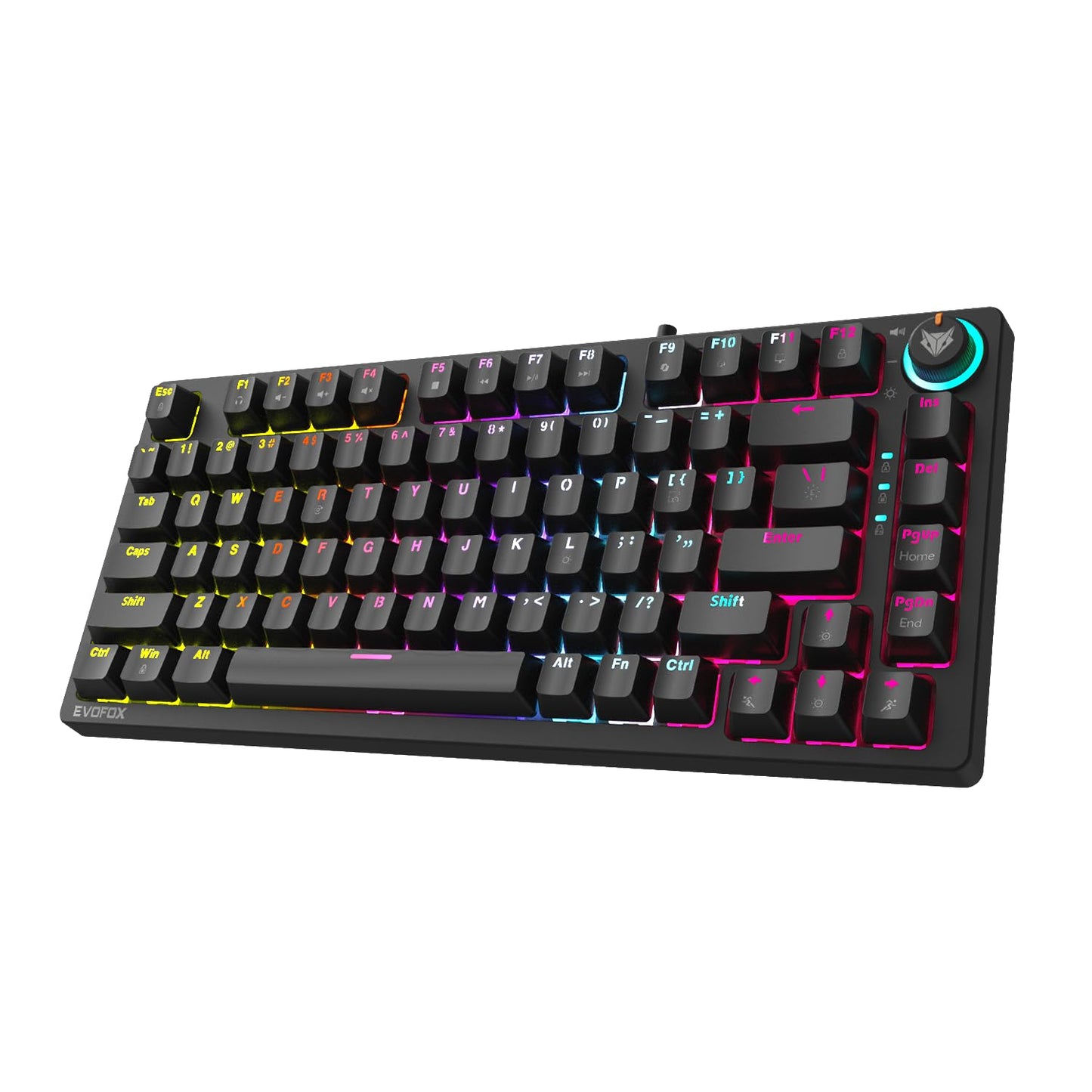 OPEN BOX EvoFox Katana X2 TKL Mechanical Gaming Keyboard | 3‑Pin Replaceable Switches, Dynamic Backlighting, All Keys Anti‑Ghosting, Volume Knob, Copilot, Xbox Gamebar, Screenshot & More (Black)